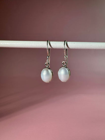 925 Sterling Silver Pearl Dangle Earrings