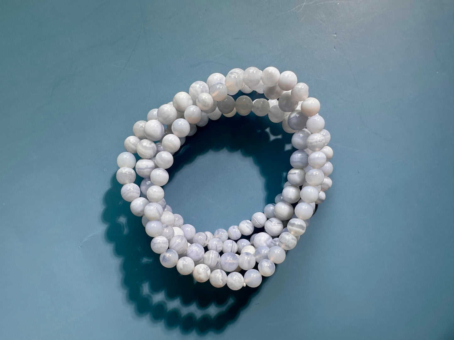 6mm Blue Lace Agate Beaded Bracelet