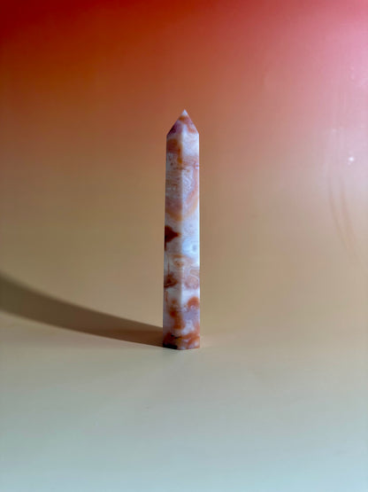 Carnelian Flower Agate Tower Option I | Courage, Creativity & New Beginnings Crystal