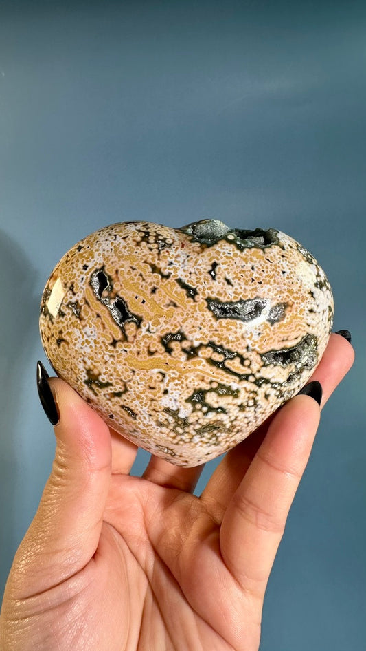 Ocean Jasper Heart with Druzy Pocket