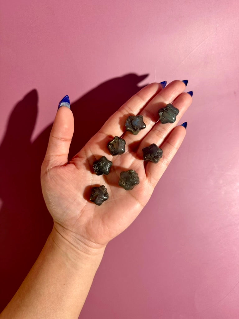 Mini Labradorite Smiley Star | Cute Crystal Carving