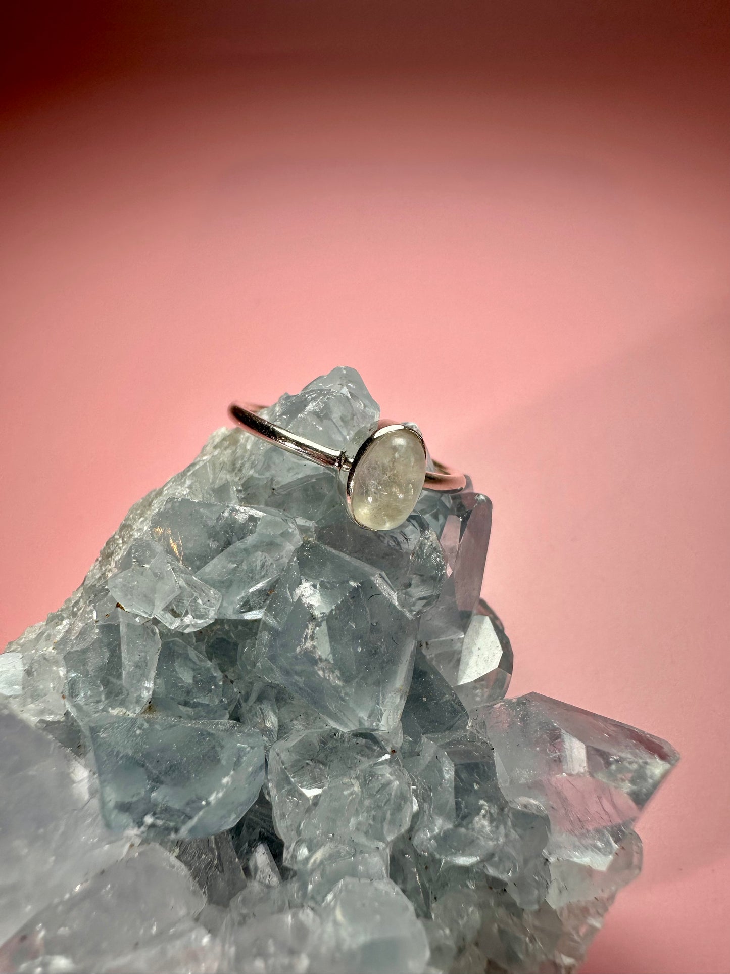 925 Sterling Silver Polished Rainbow Moonstone Oval Bezel Ring