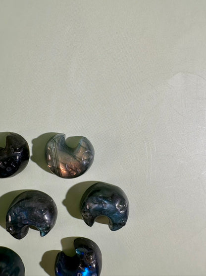 Small Labradorite Crescent Moon | Flashy Crystal Carving