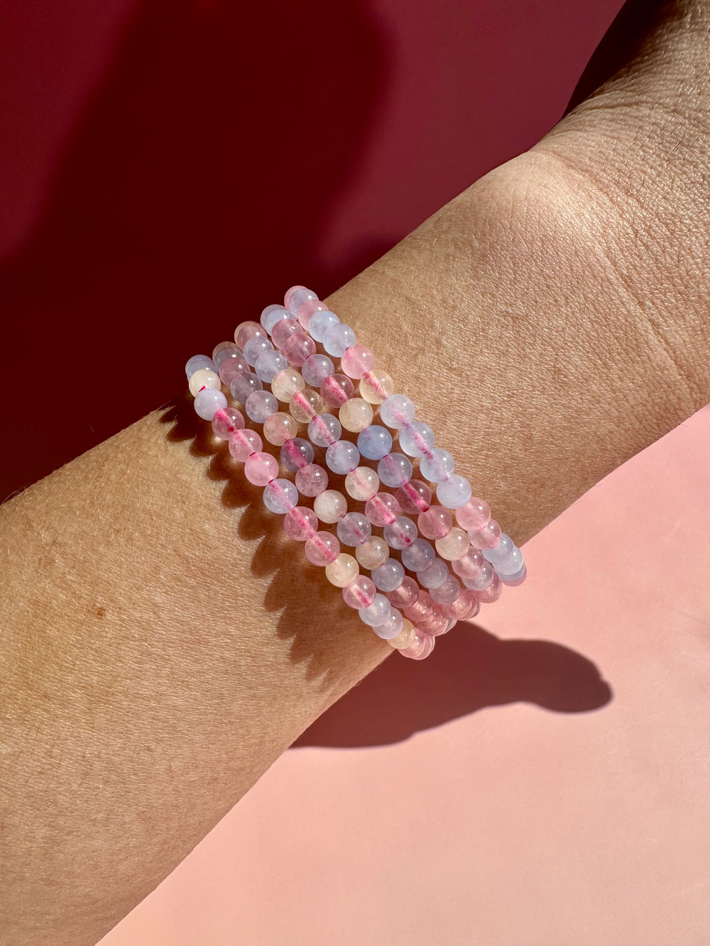 4mm Multi Beryl (Morganite) Beaded Bracelet