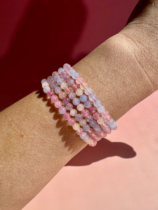 4mm Multi Beryl (Morganite) Beaded Bracelet