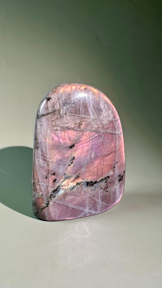 Large Sunset Flash Labradorite Standing Freeform – Option E