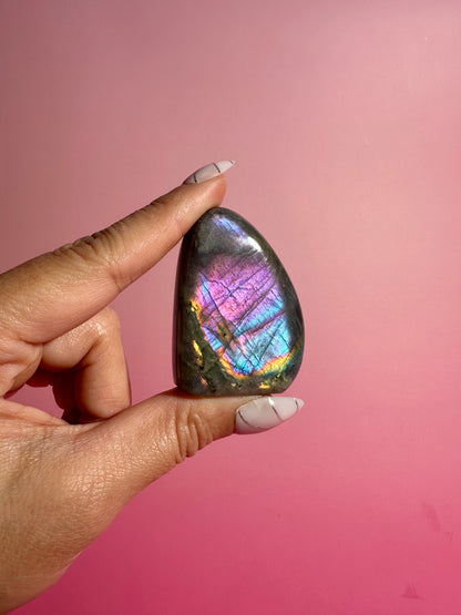 Small Blue and Purple Flash Labradorite Standing  Freeform – Option O
