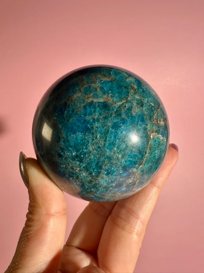 Blue Apatite Sphere – Option B | Manifestation, Focus & Ocean Energy Crystal