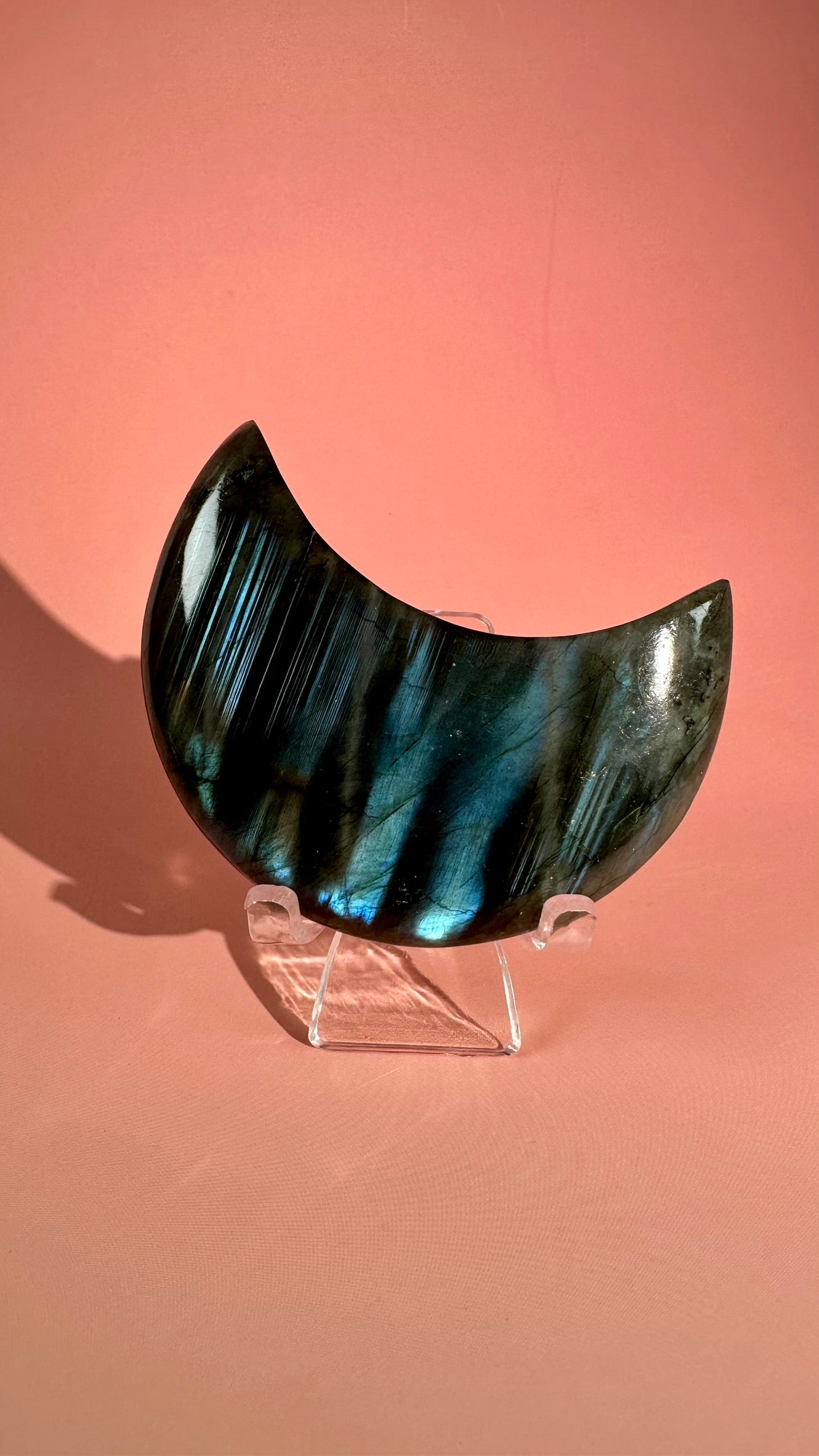 Perfectly Imperfect Large Blue Flash Labradorite Crescent Moon Misfit – Option A
