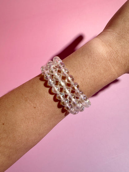 8mm Aura Quartz Beaded Bracelet | Joy, Light & Positive Energy