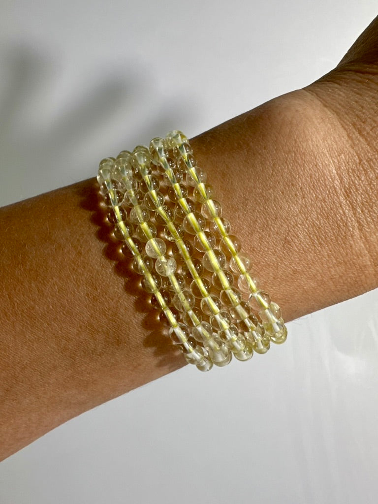 4mm Citrine Beaded Bracelet | Dainty Yellow Crystal Jewelry
