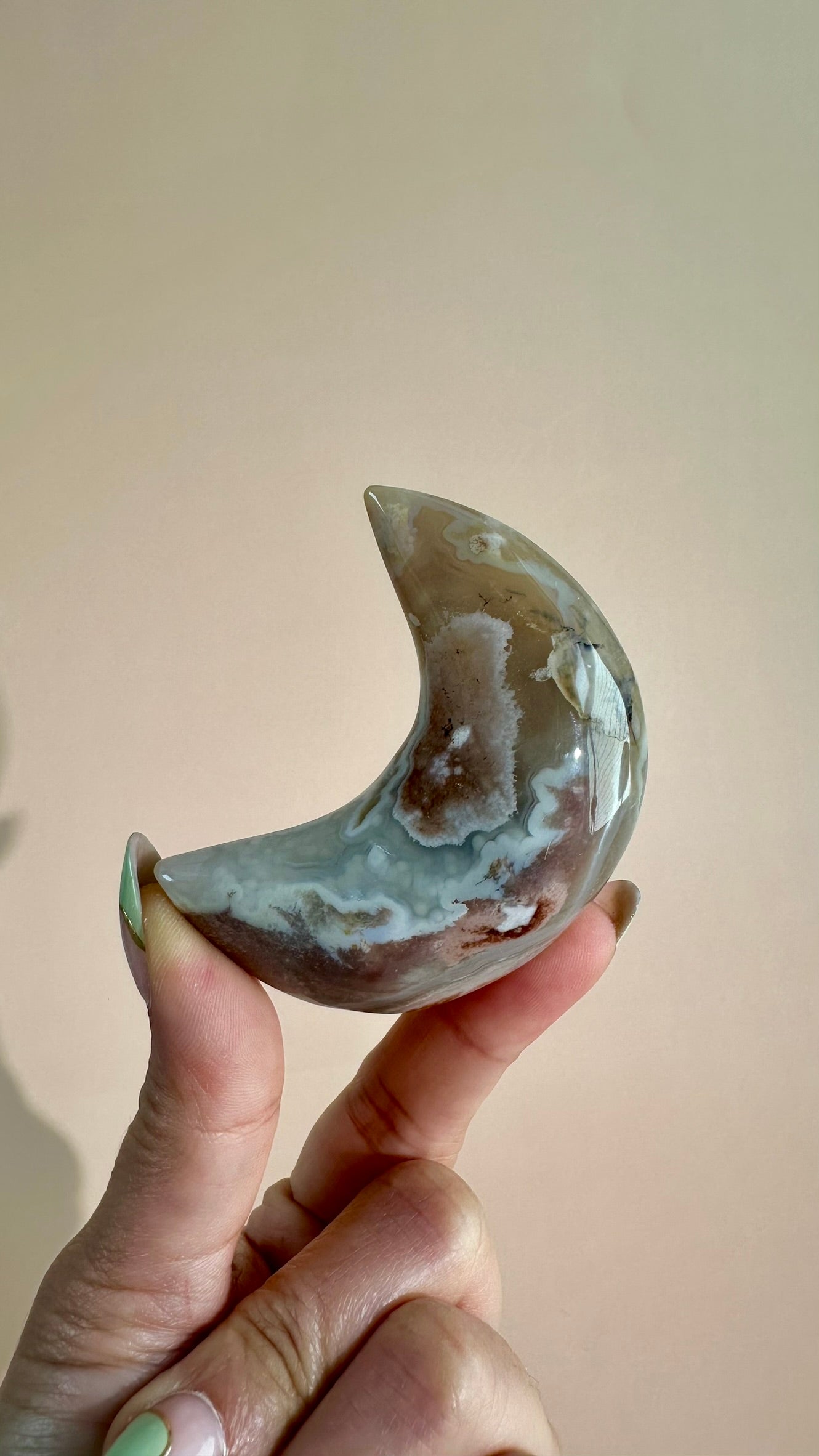 Flower Agate Crescent Moon – Option C