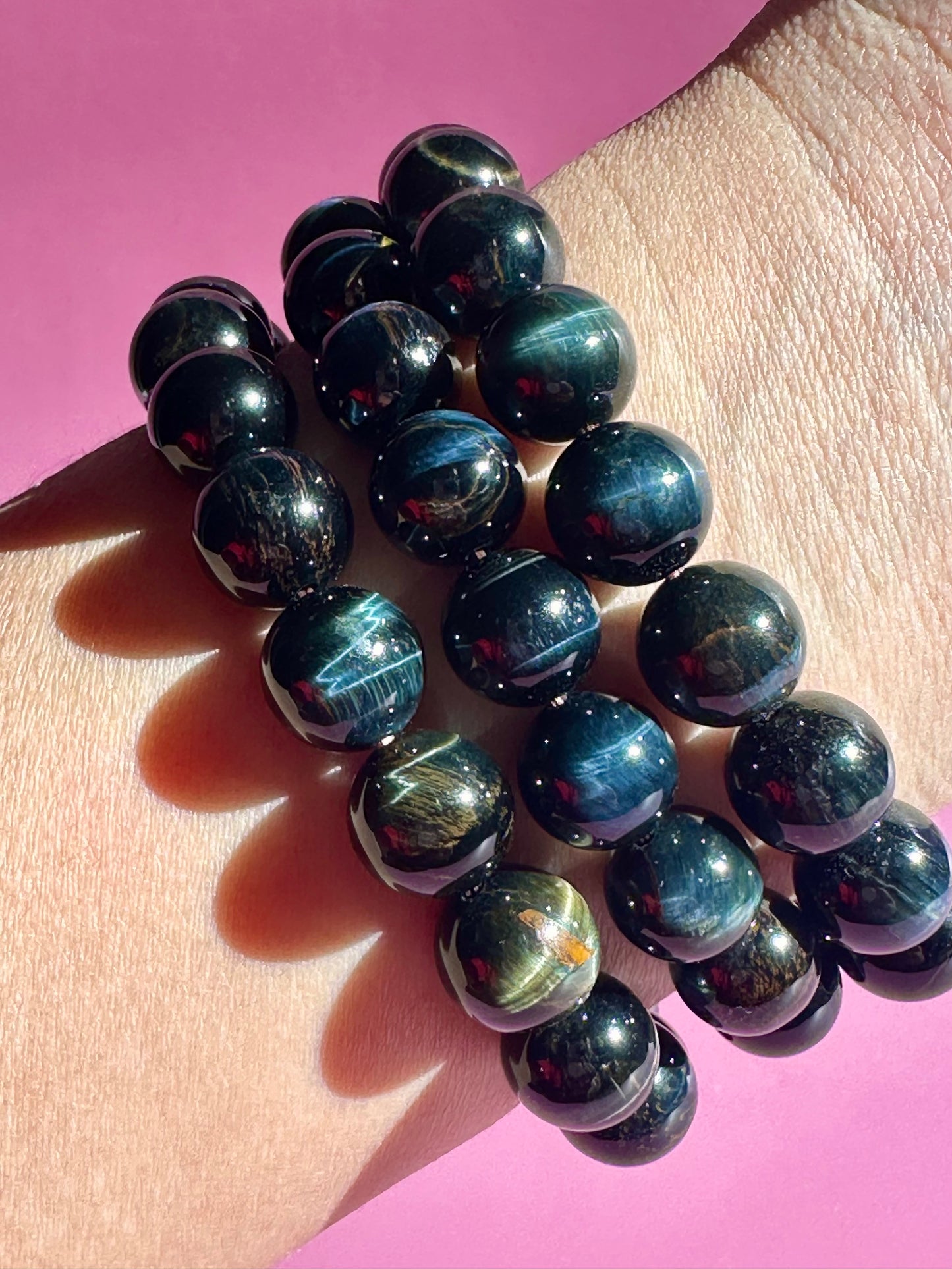 10mm Blue Tiger’s Eye Beaded Bracelet