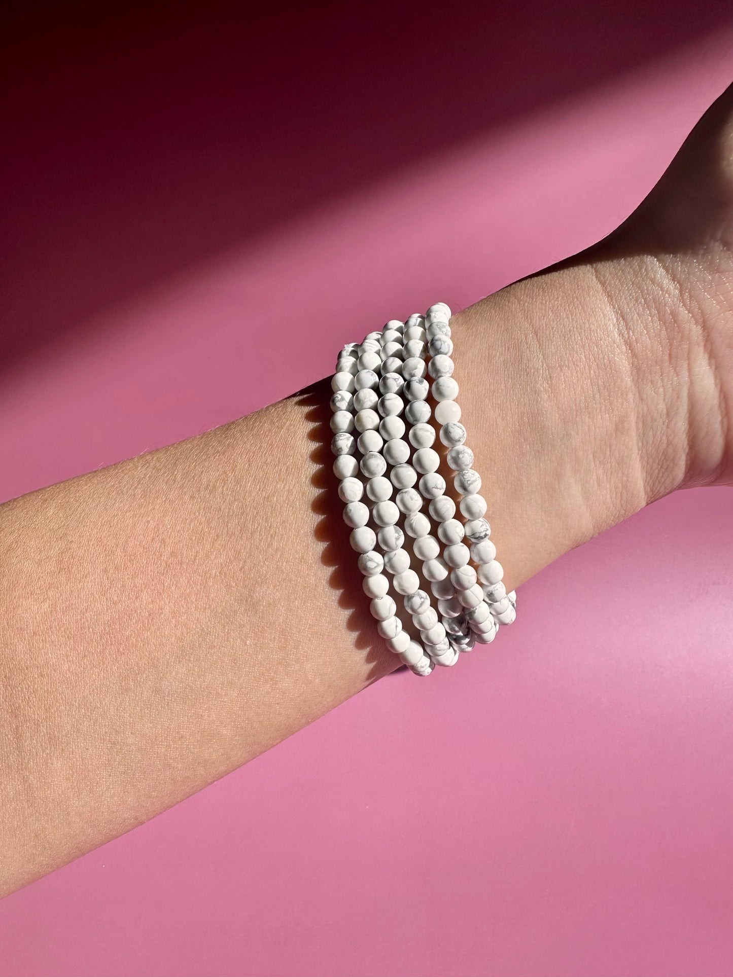 4mm Howlite Beaded Bracelet