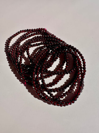 4 mm Garnet Beaded Bracelet