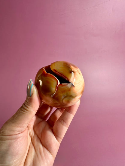 Carnelian Orca Agate Standing Freeform – Option B | Creativity, Balance & Positive Energy