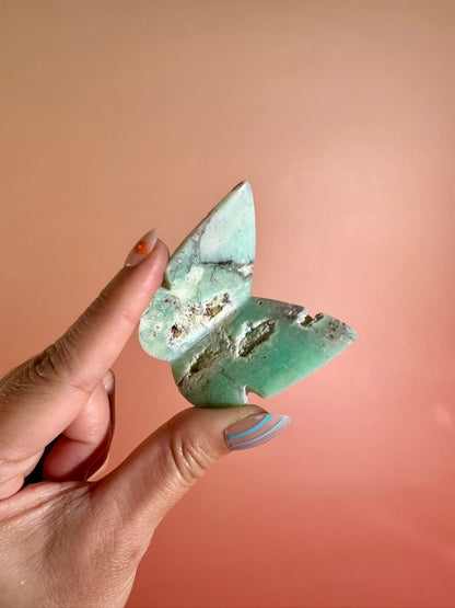 Intuitively Chosen Semi-Polished Chrysoprase 3D Butterfly | Renewal, Joy & Heart Healing Crystal