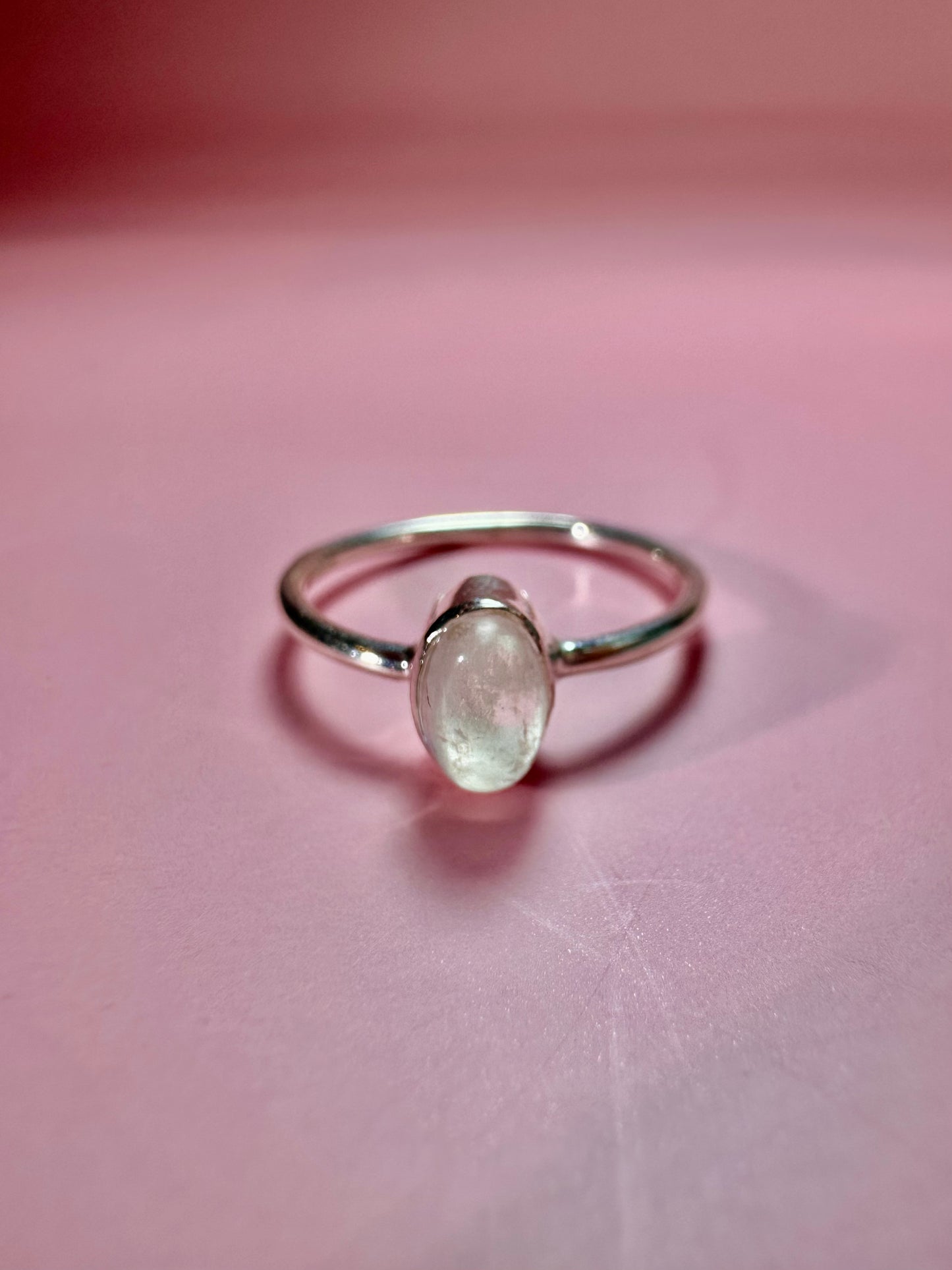 925 Sterling Silver Polished Rainbow Moonstone Oval Bezel Ring