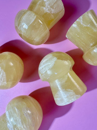 Lemon Calcite Mushroom Carving | Intuitively Chosen Happiness, Clarity & Confidence Energy