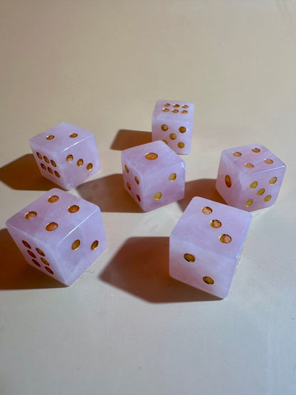 Rose Quartz Crystal Dice | Set of 2