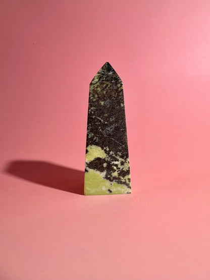 Serpentine with Pyrite Tower (Peru) Option B | Grounding, Abundance & Protection Crystal