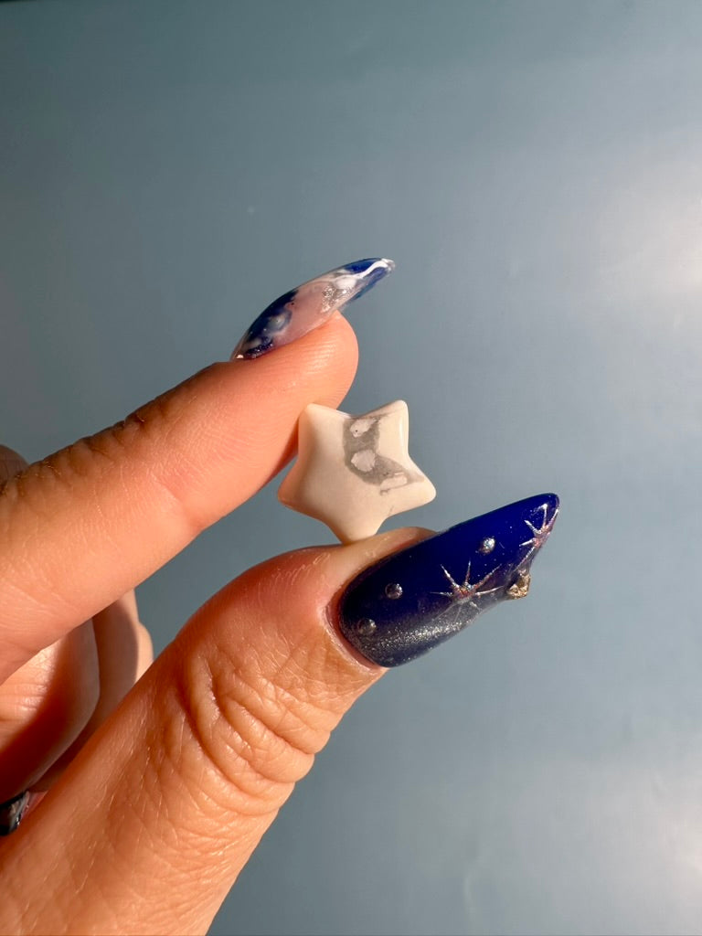 Mini Howlite Star | White Celestial Crystal Carving