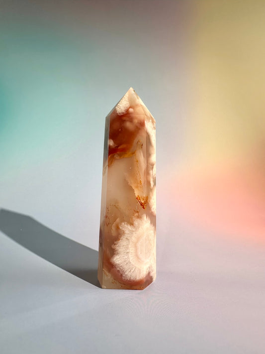 Carnelian Flower Agate Tower – Option A
