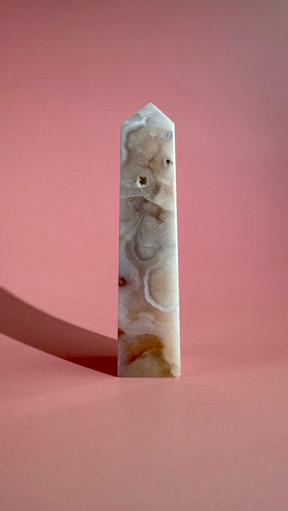 Druzy Flower Agate Obelisk – Option D