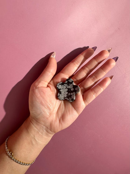 Snowflake Obsidian Flower Worry Stone | Pocket Crystal