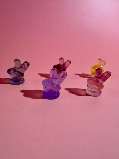 Mini Rainbow Fluorite Peace Sign | Crystal Carving