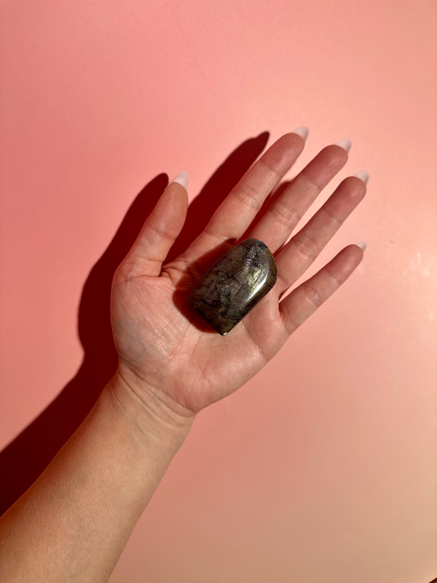 Small Oil Slick Rainbow Flash Labradorite Standing  Freeform – Option N