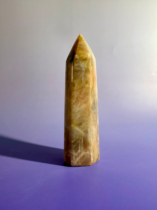 Peach Moonstone Tower – Option C | Collector Crystal, Self-Love & Gentle Transformation