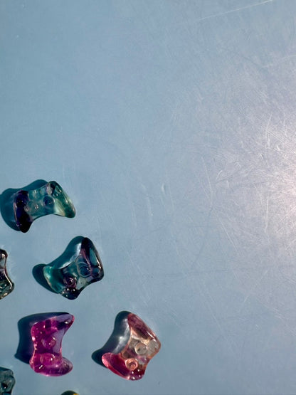 Mini Rainbow Fluorite Game Controller | Gamer Crystal Carving