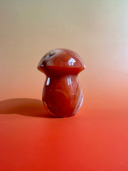 Carnelian Mushroom Carving – Option A | Courage, Vitality & Woodland Energy