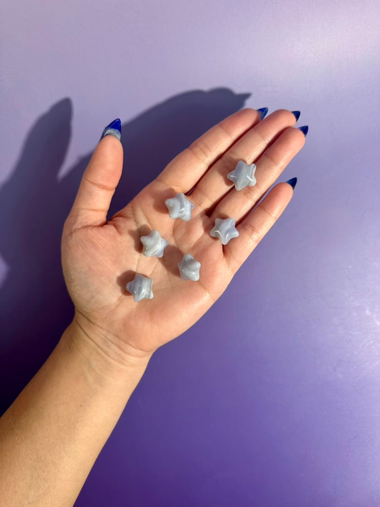 Mini Blue Lace Agate Star | Celestial Crystal Carving