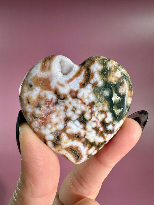 Ocean Jasper Heart Carving – D