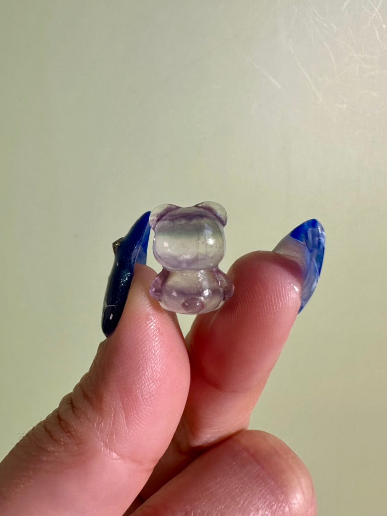 Mini Rainbow Fluorite Teddy Bear | Crystal Carving