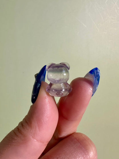 Mini Rainbow Fluorite Teddy Bear | Crystal Carving