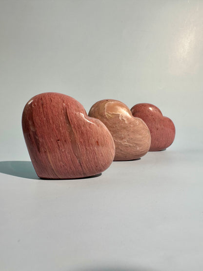Pink Petrified Wood Self Standing Heart Carving