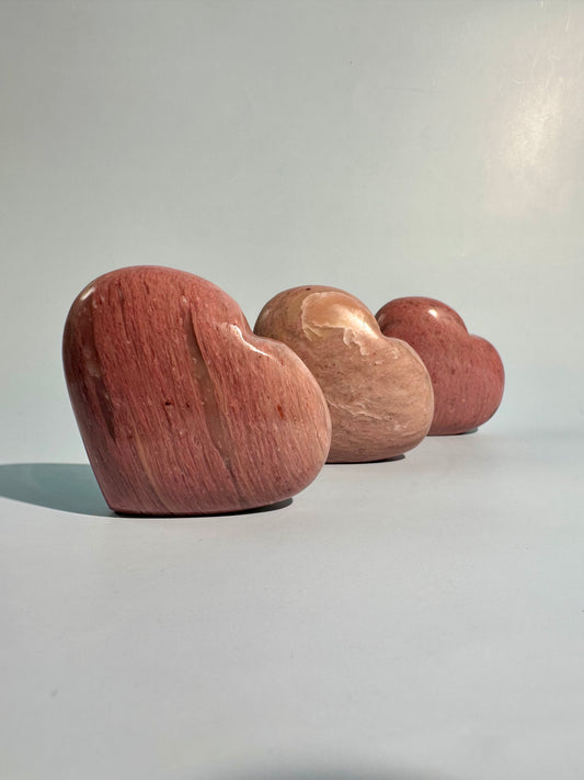 Pink Petrified Wood Self Standing Heart Carving