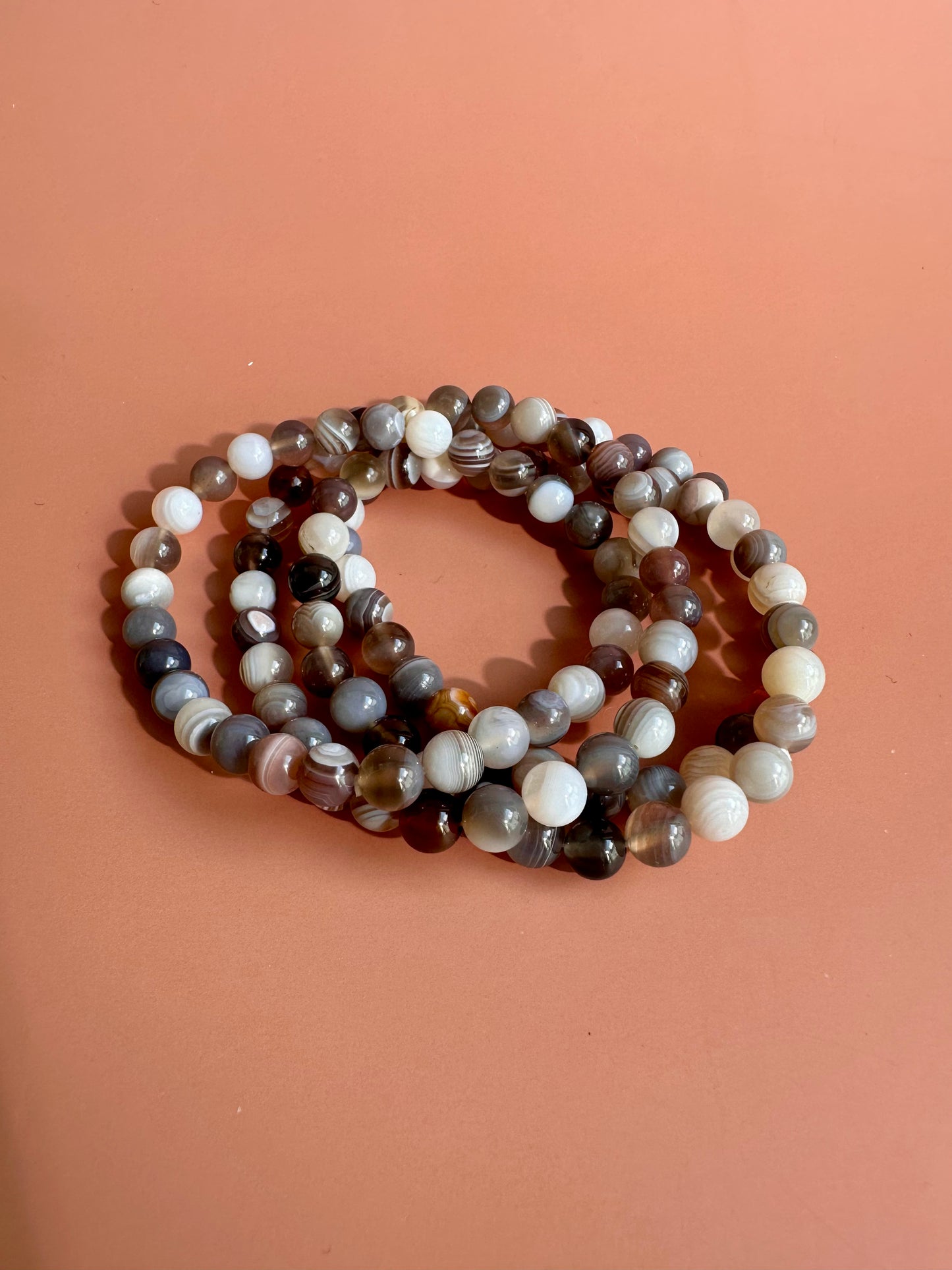 6mm Botswana Agate Beaded Bracelet