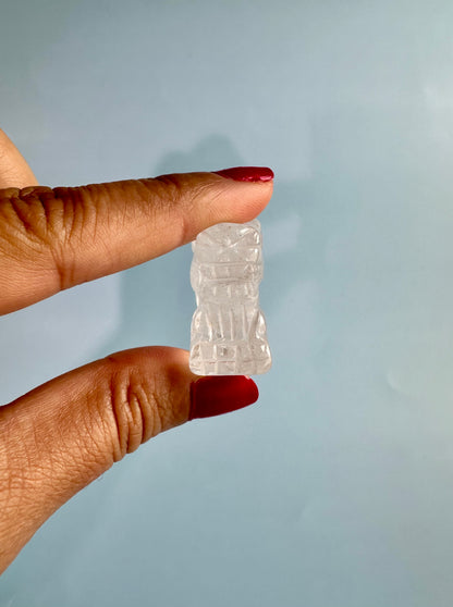 Clear Quartz Chinese Long Dragon Carving Talisman