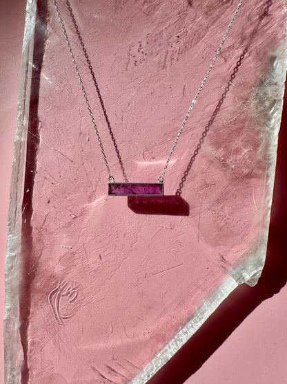925 Sterling Silver Amethyst Bar Bezel Necklace