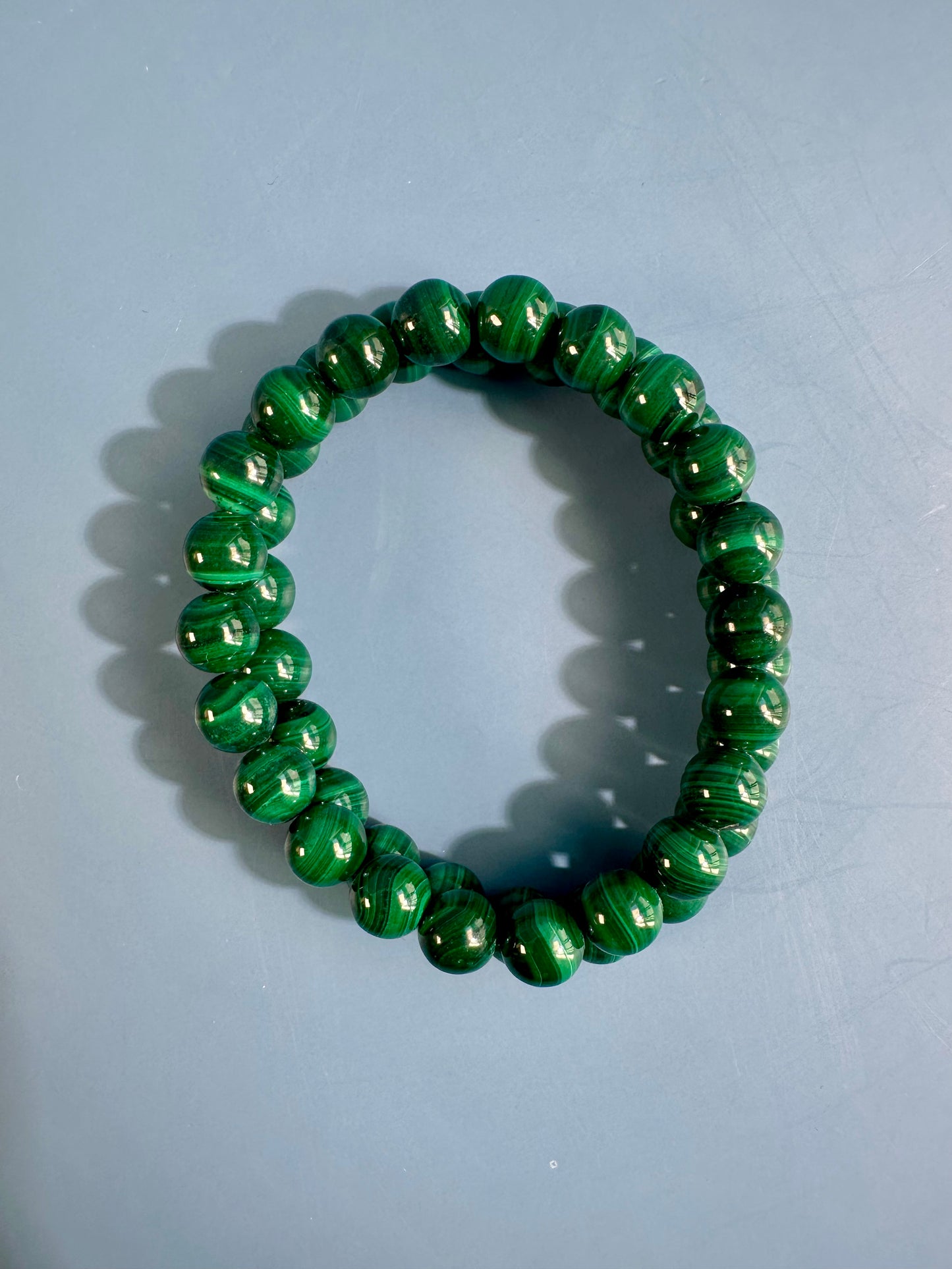 8mm Malachite Beaded Bracelet