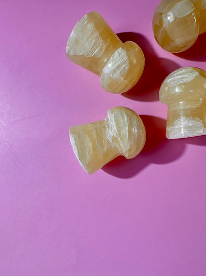 Lemon Calcite Mushroom Carving | Intuitively Chosen Happiness, Clarity & Confidence Energy