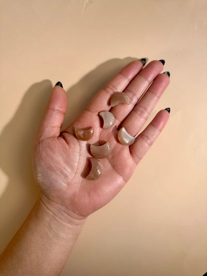 Mini Sunstone + Moonstone Crescent Moon