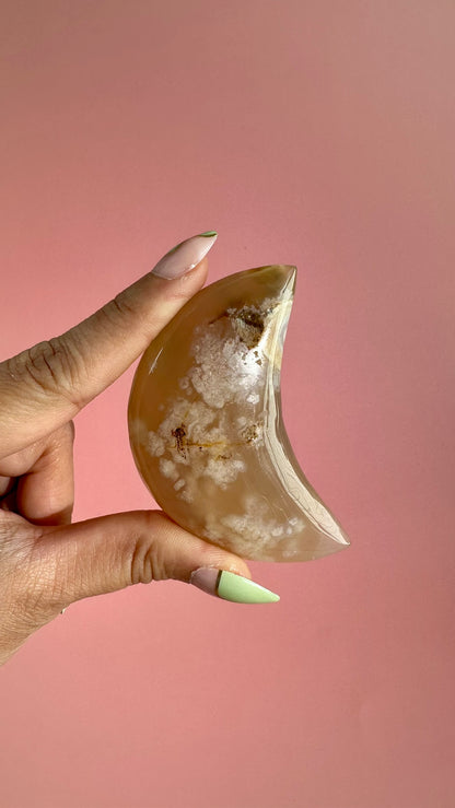 Flower Agate Crescent Moon – Option G
