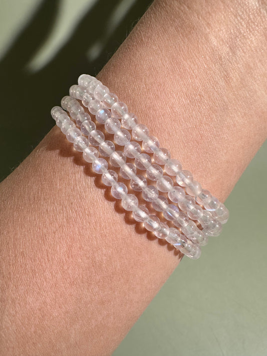 4mm Moonstone Beaded Bracelet | Intuition & New Beginnings Energy