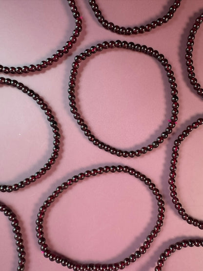 4 mm Garnet Beaded Bracelet