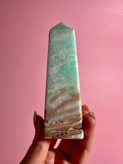 Caribbean Calcite Tower – Option A | Tranquility, Intuition & Ocean-Inspired Energy